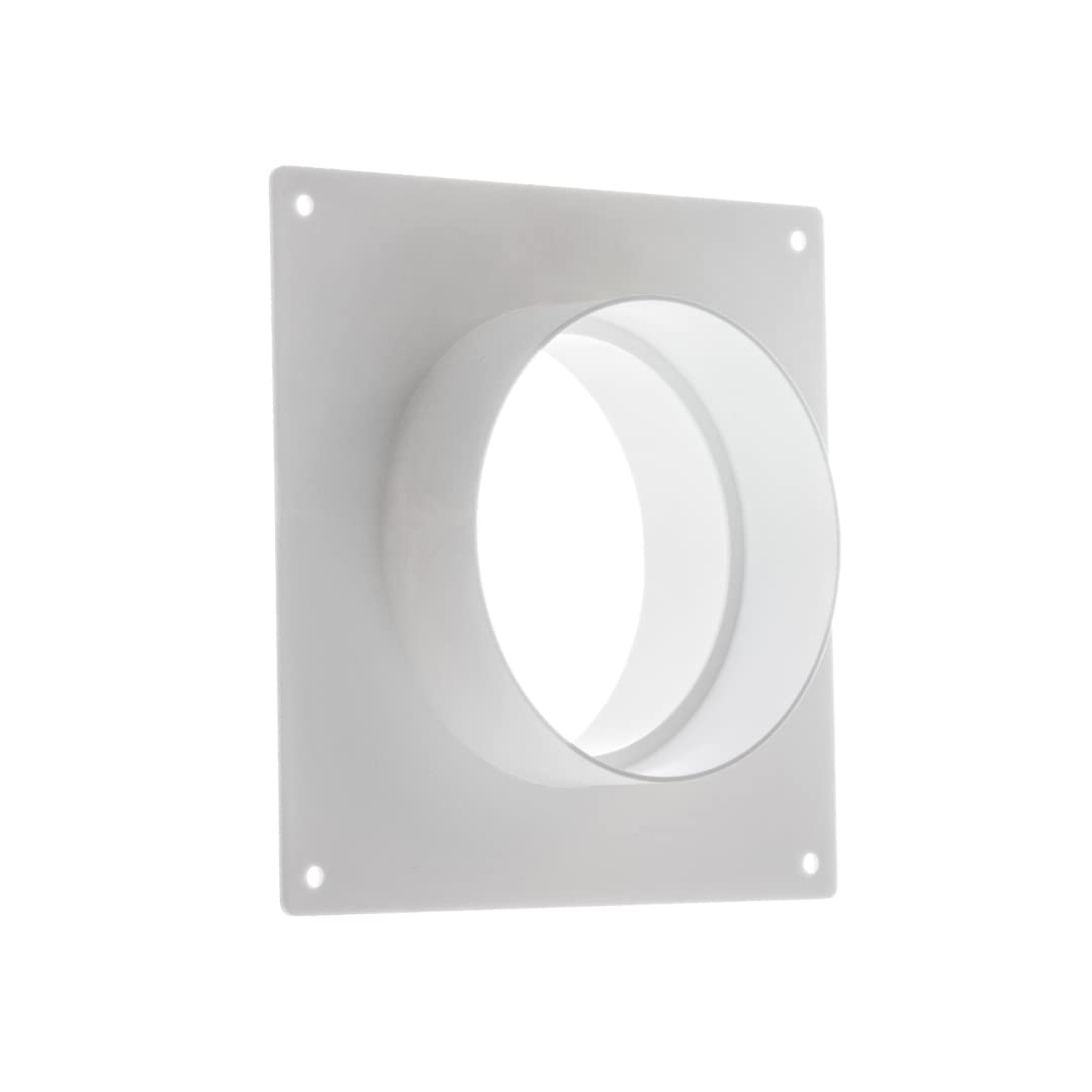 EUROPLAST 100mm / 4 Inch Duct Connector with Flange - Round PVC Ducting - Ventilation Pipe - Wall Plate