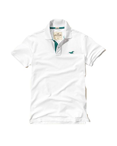 Hollister men s polo shirt t shirt (medium, stretch whi…
