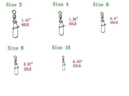 Nicer-S Fishing Rolling Swivel With Stainless Steel Duo-lock Snap Barrel Swivels Fishing Line Lure Tackle Connectors Test 22Lbs-66Lbs (Included 5 Sizes) (240pcs/box) - Thumbnail 3