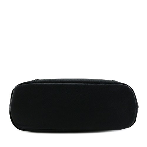 Triple Zipper Pocket Medium Crossbody Bag Black