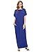 Verdusa Women's Summer Casual Loose Long Dress Short Sleeve Pocket Shift Maxi Dress Blue L
