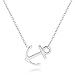 ELBLUVF 18k Silver Gold Rose Gold Plated Stainless Steel Women Sideways Anchor Pendant Necklace 18inches Choose Colors