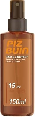Tan & Protect Olio Spray Solare Intensificatore dell'Abbronzatura SPF 15, Olio abbronzante corpo spray con Illumitone, Protezione solare 15 con filtro solare UVA/UVB, 150 ml