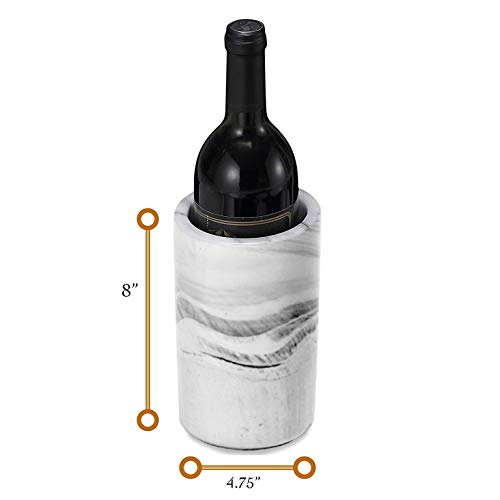 Porcelain Wine Bottle Chiller - Decorative Marble Wine Cooler Caddy And Champagne Bucket - 8" Tall Grey Decorative Marble