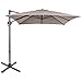 Sundale Outdoor 8.2ft Square Offset Hanging Umbrella Market Patio Umbrella Aluminum Cantilever Pole with Crank Lift, Corss Frame, Polyester Canopy, 360°Rotation, for Garden, Deck, Backyard (Tan)