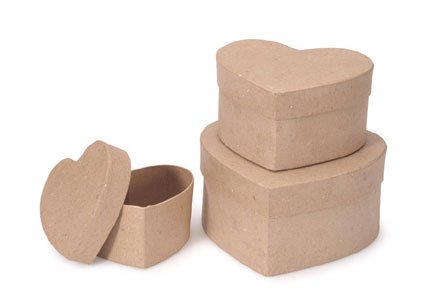 Darice Value Pack Paper Mache Box Set - Heart - 4, 5, 6 in