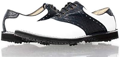 PORTMANN 2018 Saddle Classic Tour Men's Golf Shoes Leather (44 M EU / 10.5 D(M) US, White Calf \ Sapphire)