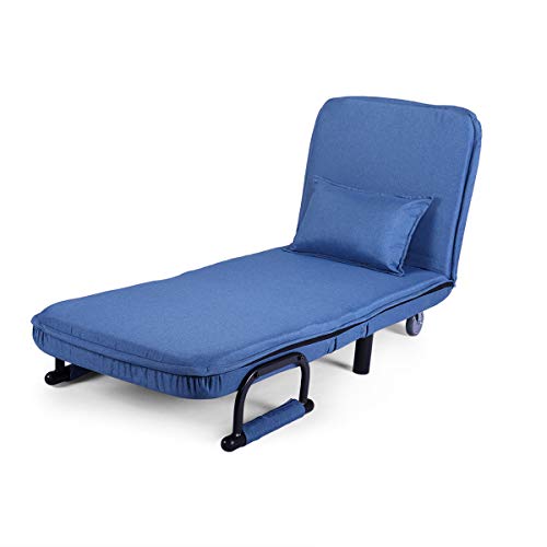 Blue Sofa Bed Arm Chair Convertible Single Dorm Room Couch Recliner Sleeper Folding