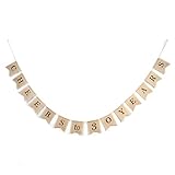 UEETEK Hessian Burlap Banner,CHEERS to 30 YEARS Pattern Bunting Banner for Ceremony Party Decoration