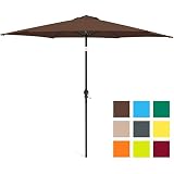 Best Choice Products 10-Foot Outdoor Table Compatible Steel Polyester Market Patio Umbrella w/Crank and Easy Push Button Tilt, Brown