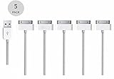 JustJamz USB 30 Pin Sync and Charging Cable for iPhone 4/4S, iPhone 3G/3GS, iPad 1/2/3, iPod - 3.2 Feet 1 Meter (5 Pack)