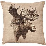 NicholasArt Decorative 18 X 18 Inch Linen Cloth Pillow Cover Cushion Case Vintage Moose Burlap