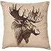 NicholasArt Decorative 18 X 18 Inch Linen Cloth Pillow Cover Cushion Case Vintage Moose Burlap