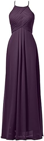 GURNALL Halter Chiffon Pleat A-Line Bridesmaid Dress Cocktail Gown Valentine's Day Present