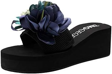 EDTO Women Platform Sandal Shoes,Floral Sandals for Women Summer Beach Travel Shoes Fashion Sandals Comfortable Ladies Shoes Navy