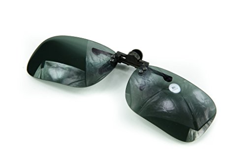Polarized black metal clip on flip up grey / gray sungl…