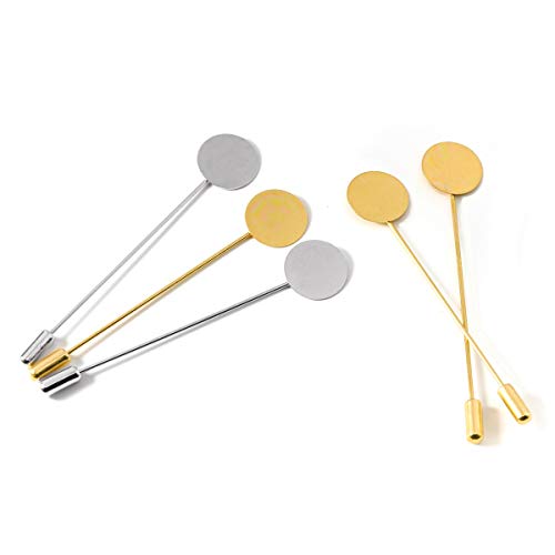 Forise 30pcs New Fashion Round Tray Gold and Silver Color Safety Pins Brooches Needle Suit Tie Hat Scarf Badge for DIY Jewelry Accessories