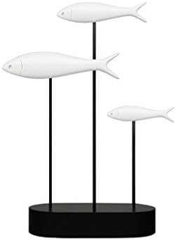 JINXUXIONGDI Lucky Feng Shui Fish Ornaments Floor-Standing Decoration, Home Living Room TV Cabinet Wine Cabinet Desktop Display, Office Handmade Resin Crafts Moved to New Home Gifts (Color : White)