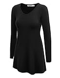 LL WT768 Womens Long Sleeve V Neck Trapeze Tunic XL BLACK