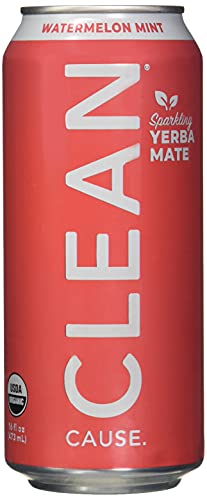 CLEAN CAUSE ORGANIC WATERMELON MINT SPARKLING YERBA MATE 12PK, 16 FZ