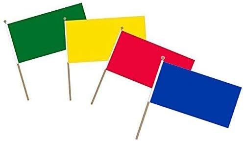 Juego De 4 Banderas De Mano Pequenas Color Rojo Amarillo Verde