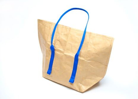 Mimot Reusable Tote, Brown with Blue Straps