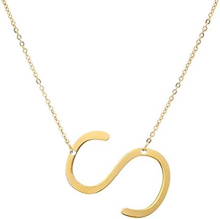 TTVOVO Initial Necklace DIY 26 Letters Alphabet Women Clavicle Stainless Steel with Gold Plated Charm Chain Pendant Necklace - Gold S