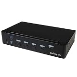 StarTech.com 4 Port DisplayPort KVM Switch - DP KVM Switch with Audio and Built-in USB 3.0 Hub for Peripherals - 4K 30Hz (SV431DPU3A2)
