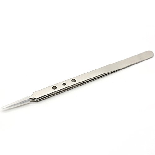 E.Durable Very Fine Tip Tweezers - Straight Tapered Ultra Fine Point Professional Micro Precision Tweezers, Stainless Steel (Model 1)