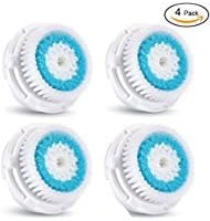 4 Pack Deep Pore Facial Cleansing Replacement Brush Heads for Mia 1, Mia2, Mia3 (Aria), SMART Profile, Alpha Fit, Pro, Plus and Radiance Cleansing Systems