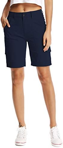 Women's Relaxed Fit Casual Solid Cargo Bermuda Shorts