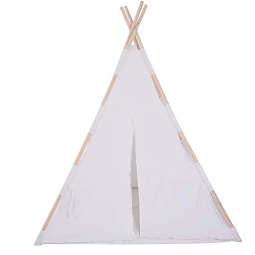 Beyonds Tent for Kids Foldable Children Play Tent for Girl and Boy with Carry Case 4 Poles White Canvas Playhouse Toy for Indoor and Outdoor Games