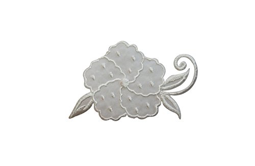ID 6789 Lace White Flower Blossom Patch Craft Symbol Embroidered Iron On Applique