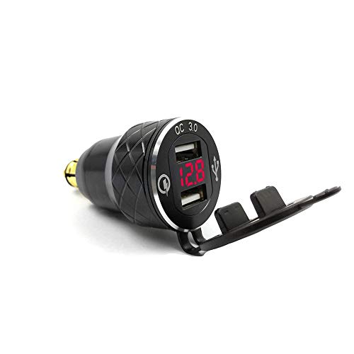 KingBra Quick Charge 3.0 Dual USB Charger Waterproof USB Car Power Outlet with Red Voltmeter Suitable for BMW Triumph Tiger Ducati Motorcycle Charger Cigarette Lighter - Thumbnail 4