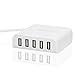 40W 8 Amps 5 Port High Speed USB Charger with IDD Technology (Intelligent Device Detection) iOS & Android Devices and Every Other Device with an USB Port - White - KabelDirekt