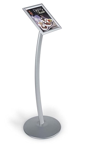 Displays2go Floor-Standing Sign Stand for 8.5 x 11 Inches Graphics Snap-Open Frame, Silver Anodized Aluminum (CMB8511)