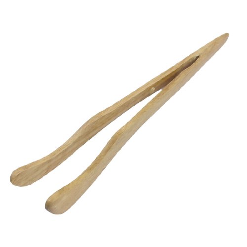 Curved Long Tweezers Tea Tongs 6.8 Inch Wood Color