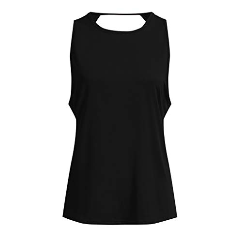 MITIY Womens Activewear Sexy Open Back Yoga Shirt Workout Clothes Sports Gym Tank Tops Black