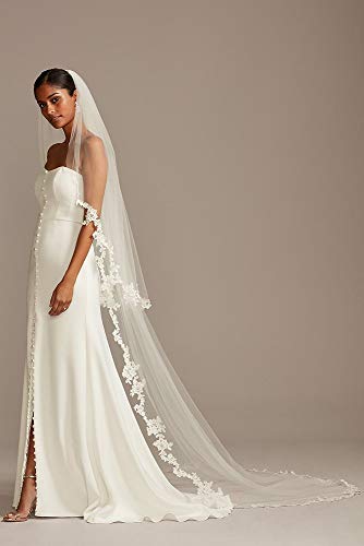 Corded Lace Edge Fingertip Veil Style V402, Ivory