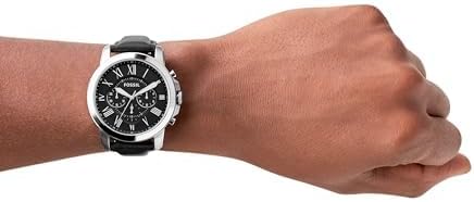 Montre pour Homme Grant, Mouvement chronographe à Quartz, boîtier en Acier Inoxydable de 44 mm avec Bracelet en Cuir véritable, FS4812