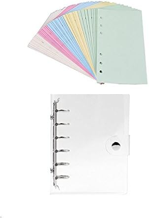 TTKBHHQ A5 6 Hole Binder Planner Refill Inserts Loose Leaf Paper and PVC Transparent Shell,100 Sheets/200 Pages (5 Color, 8.27x5.59 Inches)