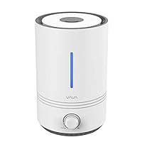 VAVA Top Fill Humidifiers, Ultrasonic Humidifiers for Bedroom Nursery, 17-36 Hours, All-in-One Design for Easy to Clean, with Blue Mood Light, (100V-240V), White