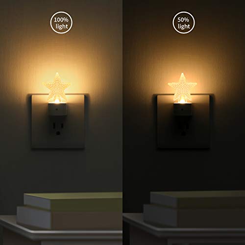 Star Plug-in LED Night Light – Dusk to Dawn Sensor & Manual Switch, Adjustable Brightness, Décor, Gift, Cute Nightlight for Bathroom, Kids, Nursery