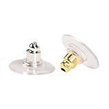 ULTNICE 100pcs Earring Safety Backs Bullet Clutch Earring Backs with Pad (Silver+Gold)