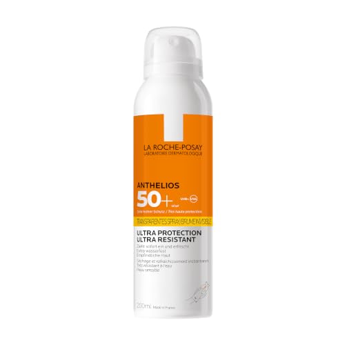 La Roche Posay Anthelios Transparentes Spray, Körper-Spray mit LSF 50+, Sonnenspray bei zu Sonnenallergie neigender und empfindlicher Haut, Mattierender, sehr wasserfester Sonnenschutz, 200 ml