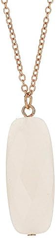 [Handmade Rectangular Natural Stone Necklace] Ivory (4/6)