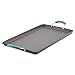 Rachael Ray Brights Hard Anodized Nonstick Double Burner Griddle Pan/Grill with Pour Spout, 18 Inch x 10 Inch, Gray with Agave Blue Handles