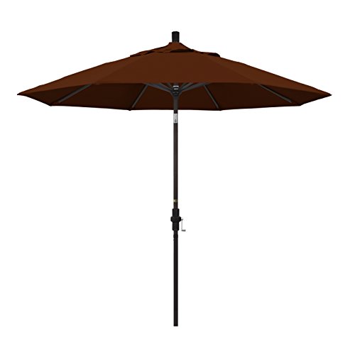 California Umbrella 9' Round Aluminum Market Umbrella, Crank Lift, Collar Tilt,…