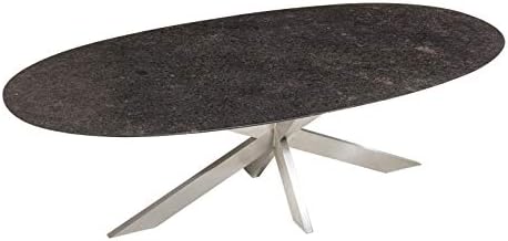 Kölle Granit Gartentisch Pearl Grey satiniert - Ovaler, dunkelgrauer