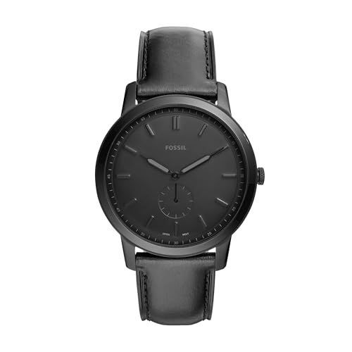Fossil Men's Minimalist Quartz Stainless Steel and Leather Three-Hand Watch